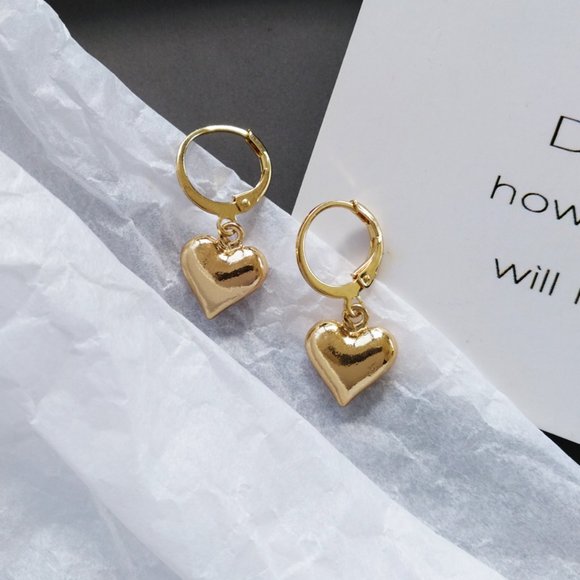 Heart Charm Hoop Earrings - Picture 5 of 7